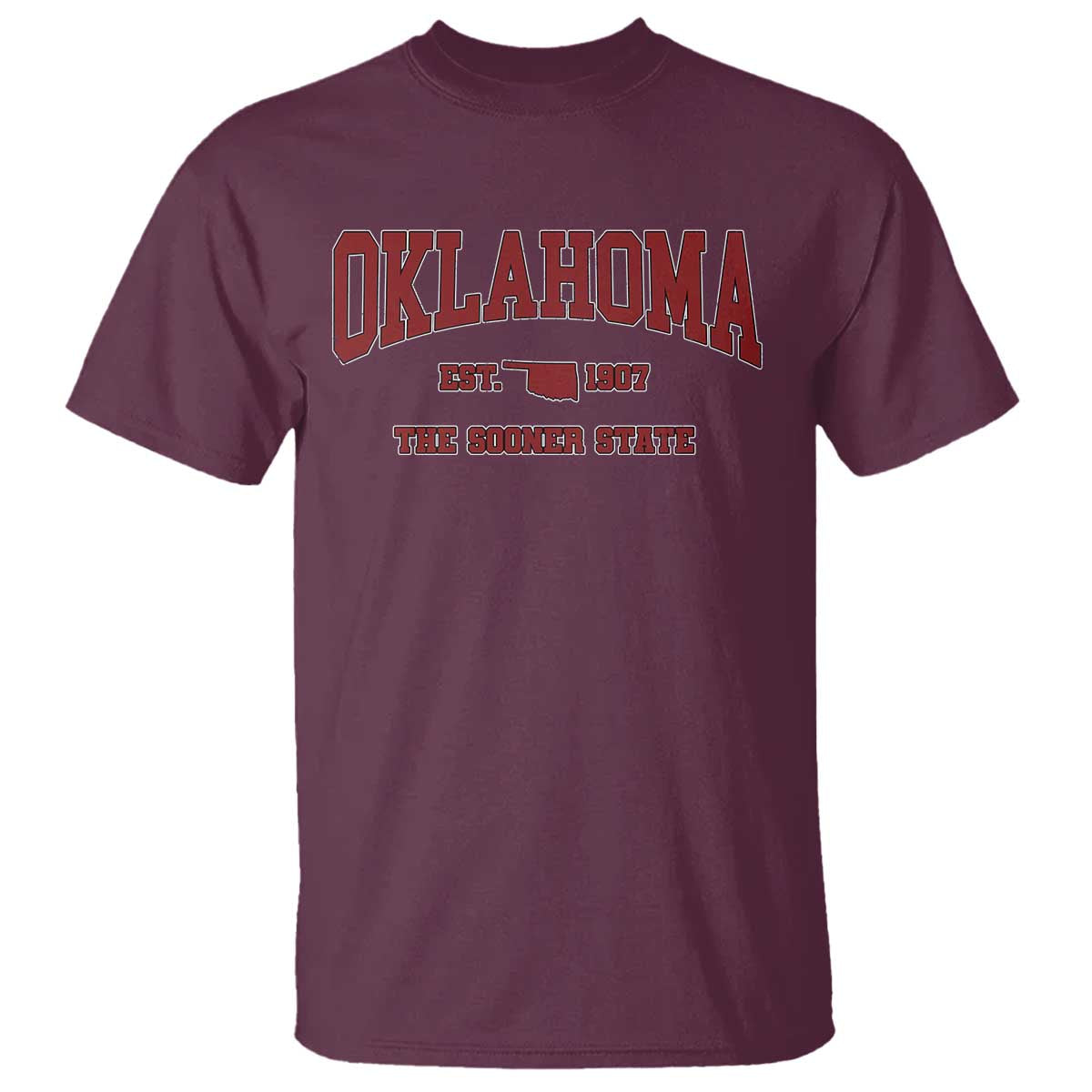 Oklahoma The Sooner State Sports Throwback Design Jersey Style T Shirt TS11 Maroon Print Your Wear