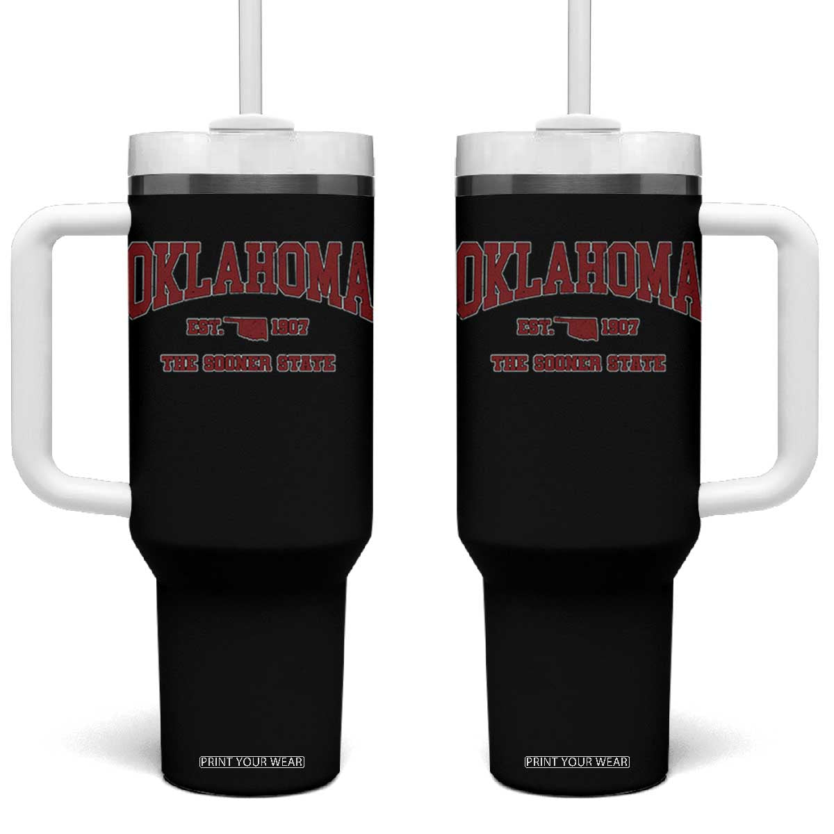 Oklahoma Sports Throwback Design Jersey Style Tumbler With Handle TS11 One Size: 40 oz Black Print Your Wear