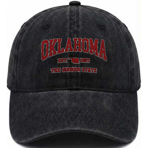 Oklahoma Sports Throwback Design Jersey Style Washed Cotton Baseball Cap TS11 Print Your Wear