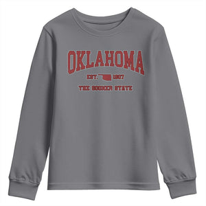 Oklahoma The Sooner State Sports Throwback Design Jersey Style Youth Sweatshirt TS11 Charcoal Print Your Wear