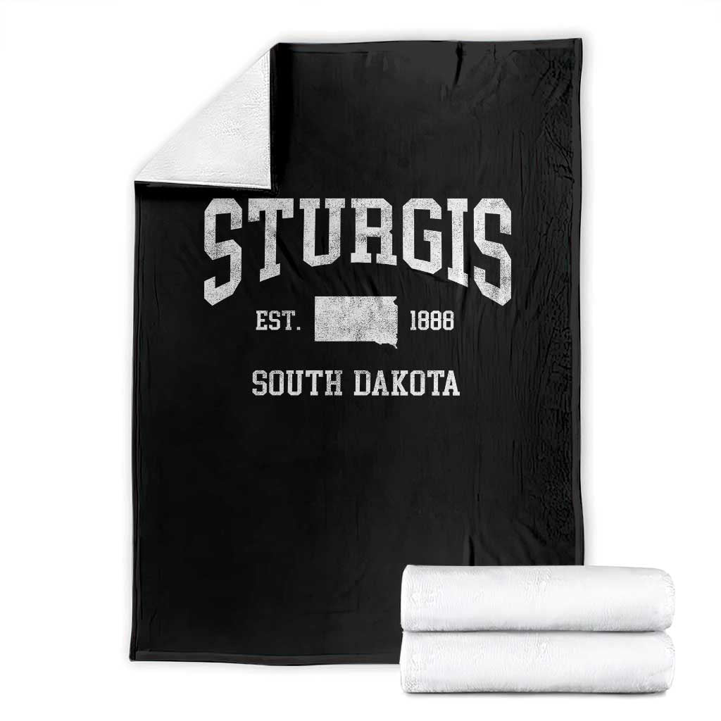 Sturgis South Dakota Est 1888 Throw Blanket Vintage SD State Map Pride TS11 Black Print Your Wear