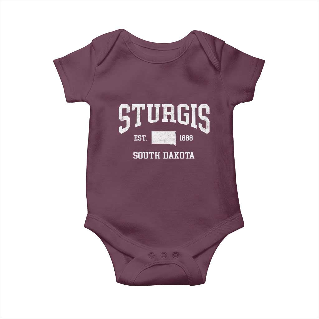 Sturgis South Dakota Est 1888 Baby Onesie Vintage SD State Map Pride TS11 Maroon Print Your Wear