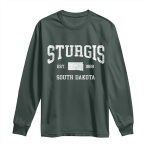 Sturgis South Dakota Est 1888 Long Sleeve Shirt Vintage SD State Map Pride TS11 Dark Forest Green Print Your Wear