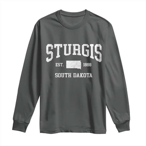 Sturgis South Dakota Est 1888 Long Sleeve Shirt Vintage SD State Map Pride TS11 Dark Heather Print Your Wear