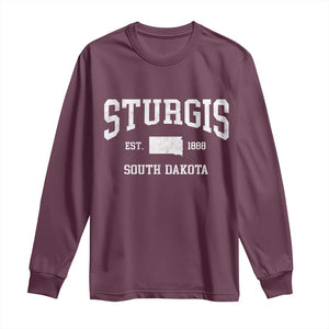 Sturgis South Dakota Est 1888 Long Sleeve Shirt Vintage SD State Map Pride TS11 Maroon Print Your Wear