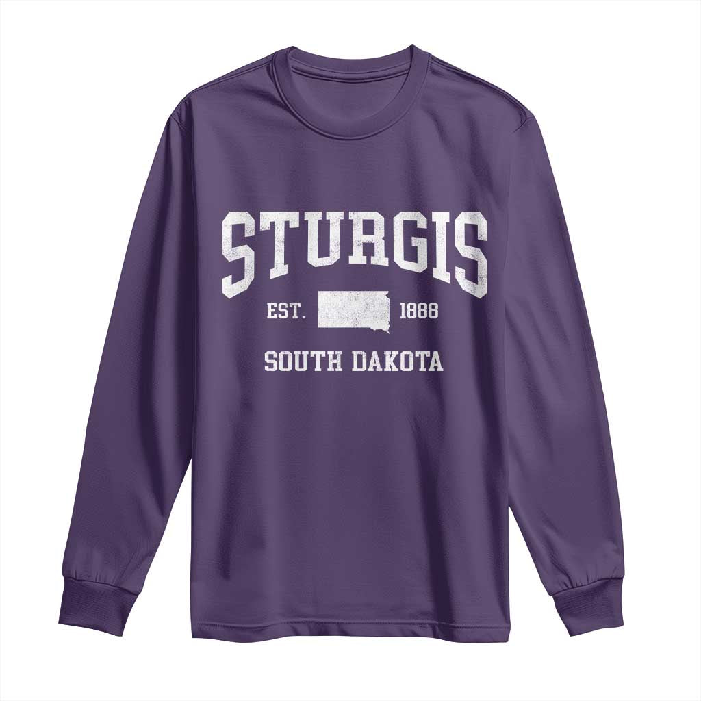 Sturgis South Dakota Est 1888 Long Sleeve Shirt Vintage SD State Map Pride TS11 Purple Print Your Wear