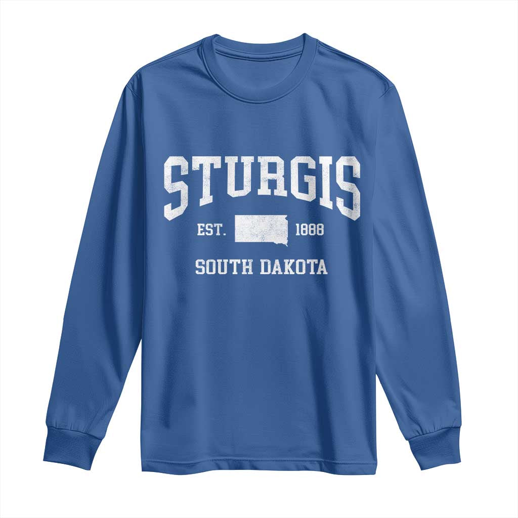 Sturgis South Dakota Est 1888 Long Sleeve Shirt Vintage SD State Map Pride TS11 Royal Blue Print Your Wear