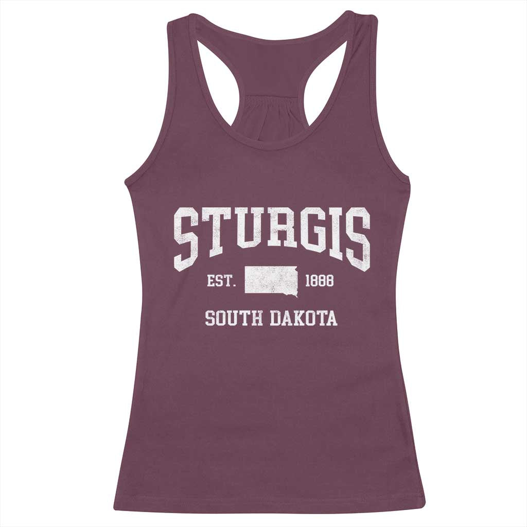 Sturgis South Dakota Est 1888 Racerback Tank Top Vintage SD State Map Pride TS11 Maroon Print Your Wear