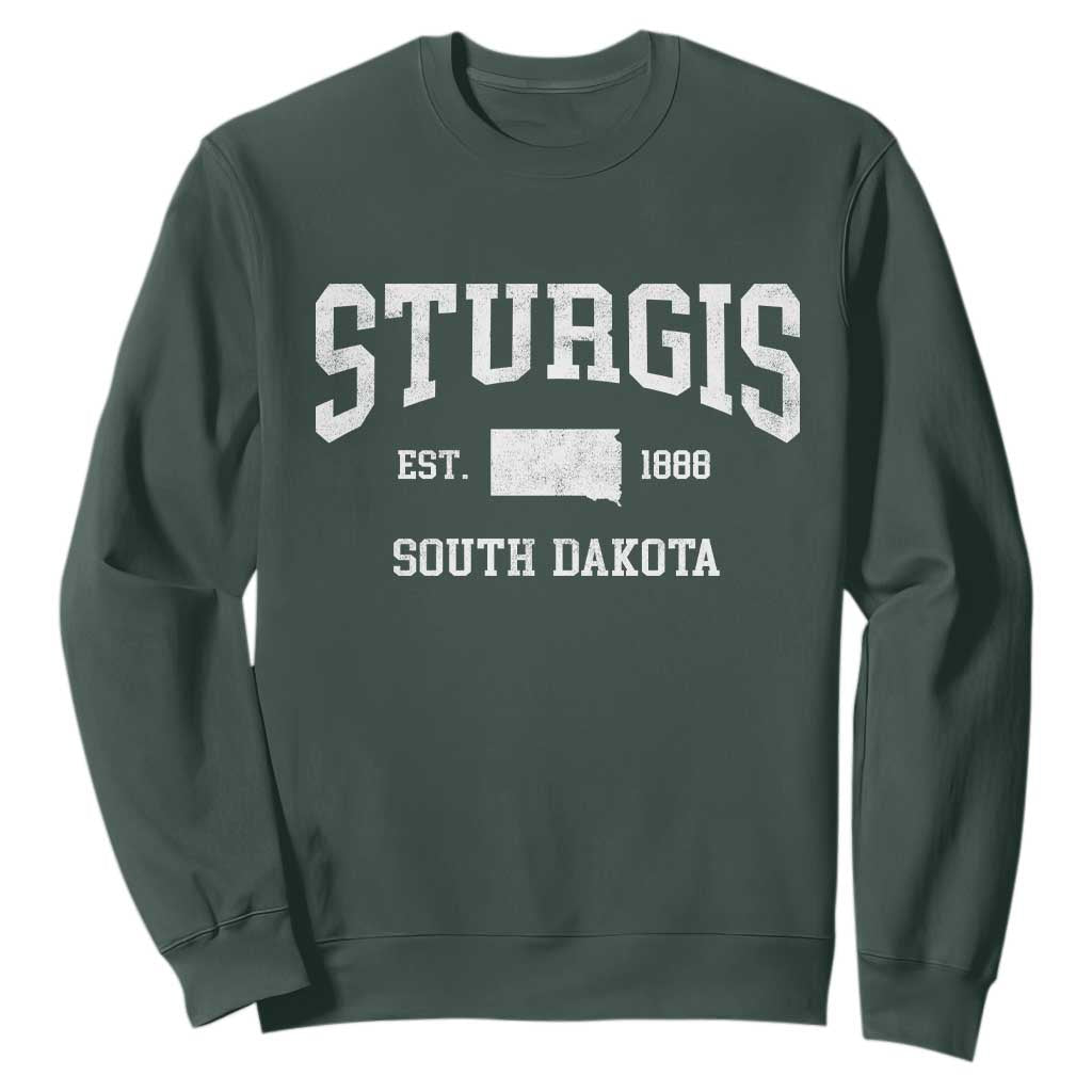 Sturgis South Dakota Est 1888 Sweatshirt Vintage SD State Map Pride TS11 Dark Forest Green Print Your Wear