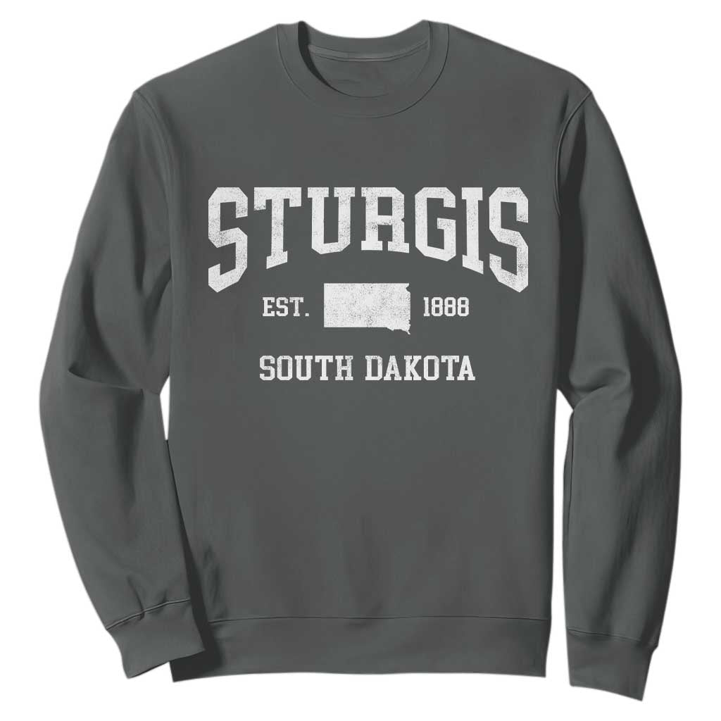 Sturgis South Dakota Est 1888 Sweatshirt Vintage SD State Map Pride TS11 Dark Heather Print Your Wear