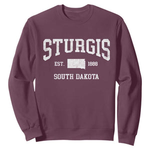 Sturgis South Dakota Est 1888 Sweatshirt Vintage SD State Map Pride TS11 Maroon Print Your Wear