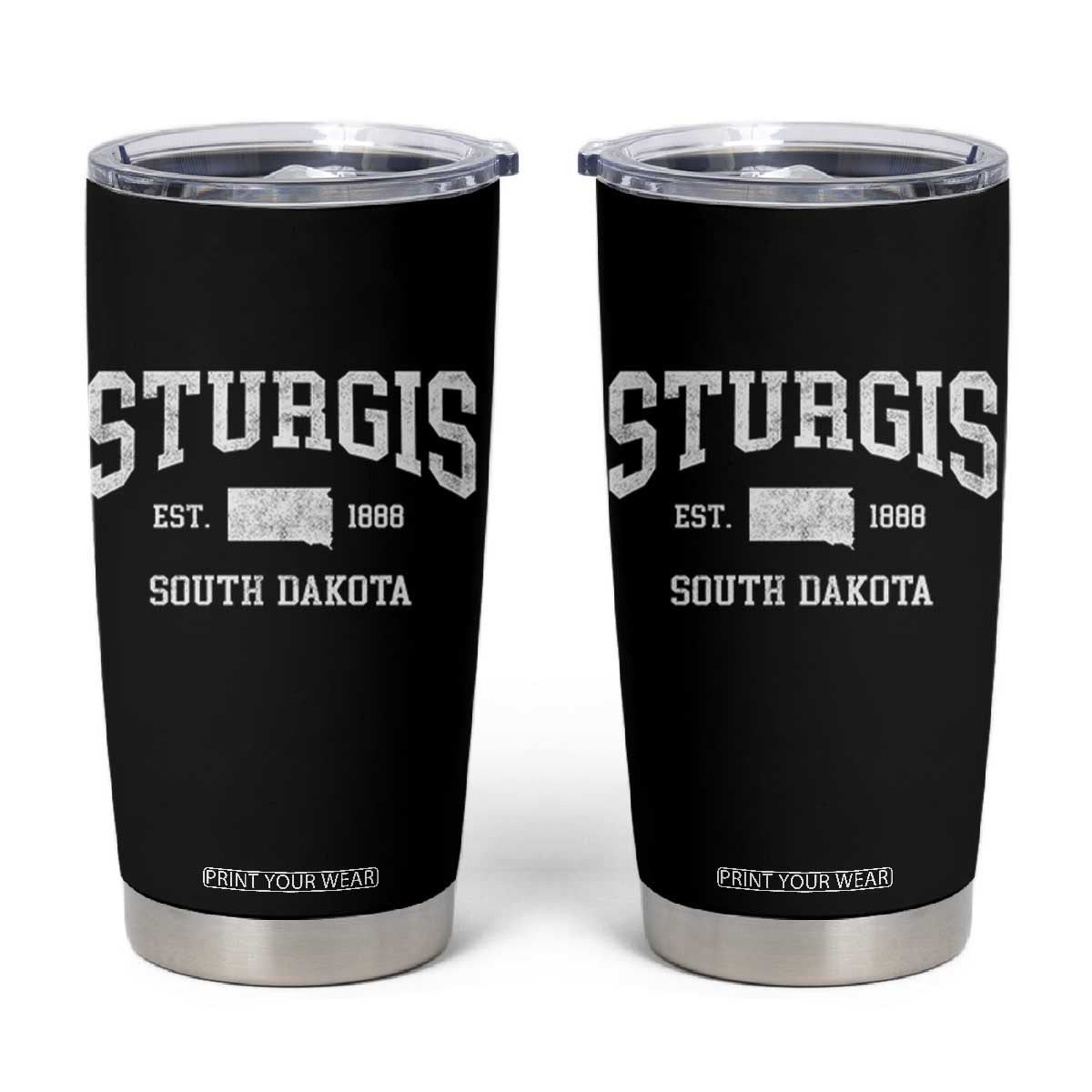 Sturgis South Dakota Est 1888 Tumbler Cup Vintage SD State Map Pride TS11 Black Print Your Wear