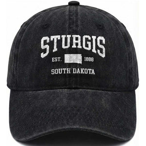 Sturgis South Dakota Est 1888 Washed Cotton Baseball Cap Vintage SD State Map Pride TS11 Print Your Wear