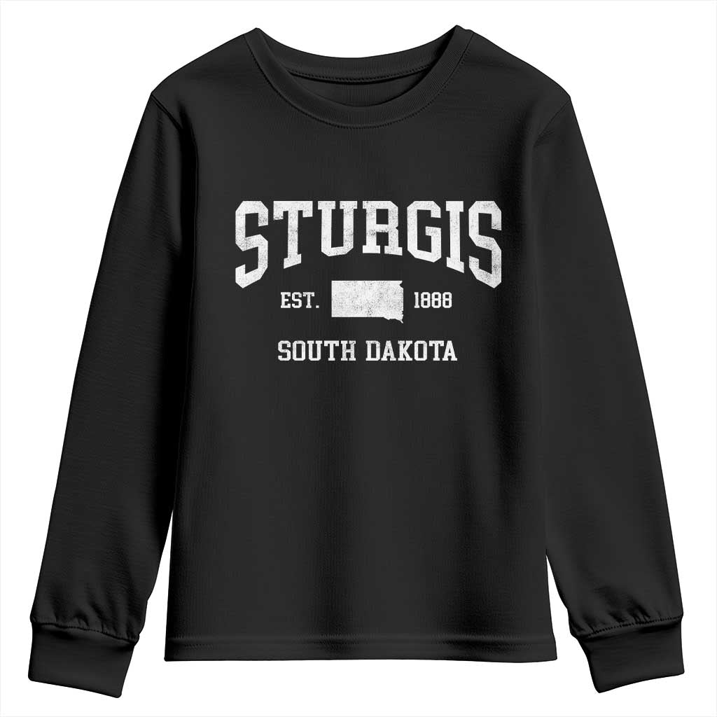 Sturgis South Dakota Est 1888 Youth Sweatshirt Vintage SD State Map Pride TS11 Black Print Your Wear