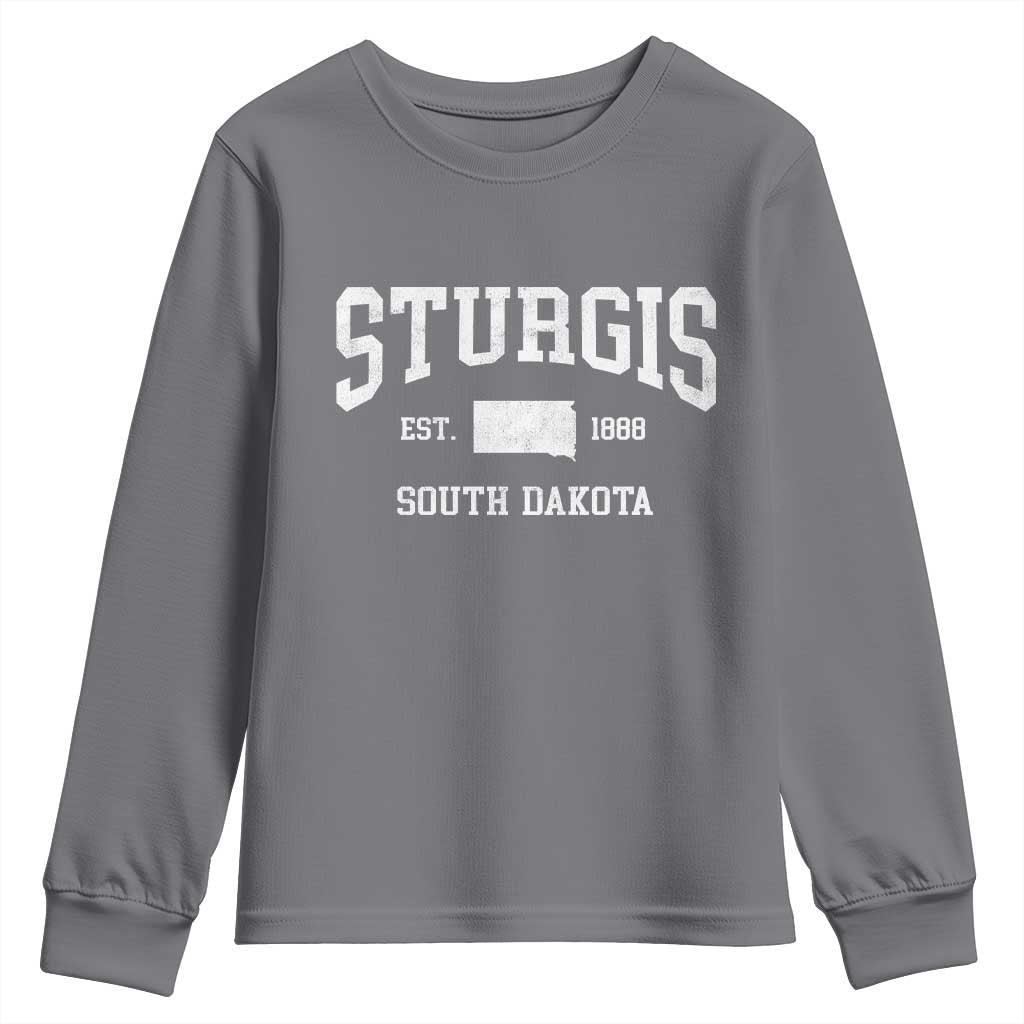 Sturgis South Dakota Est 1888 Youth Sweatshirt Vintage SD State Map Pride TS11 Charcoal Print Your Wear