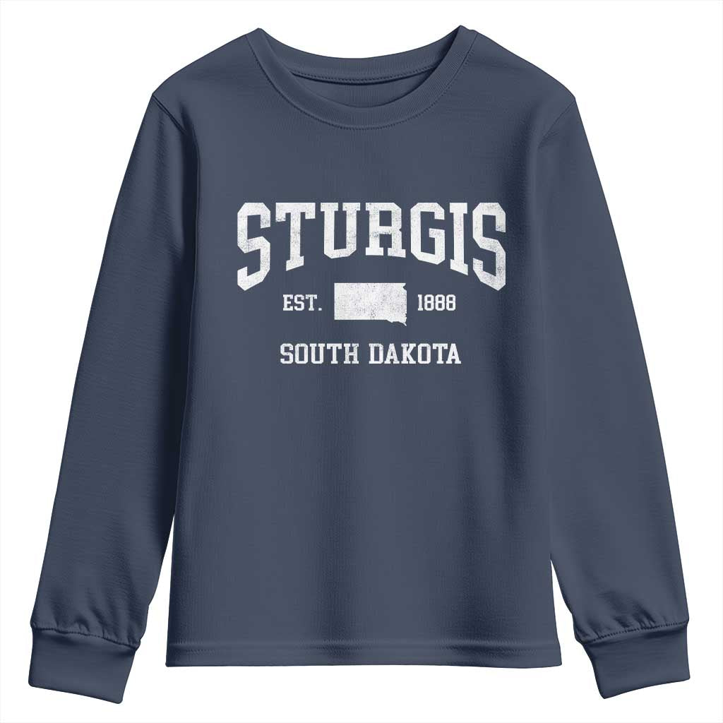 Sturgis South Dakota Est 1888 Youth Sweatshirt Vintage SD State Map Pride TS11 Navy Print Your Wear