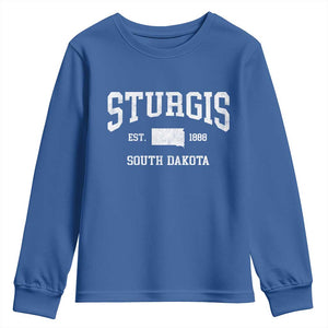 Sturgis South Dakota Est 1888 Youth Sweatshirt Vintage SD State Map Pride TS11 Royal Blue Print Your Wear