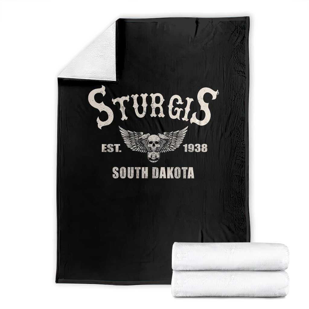Sturgis South Dakota Est 1938 Motorcycle Biker Skull Throw Blanket TS11 Black Print Your Wear