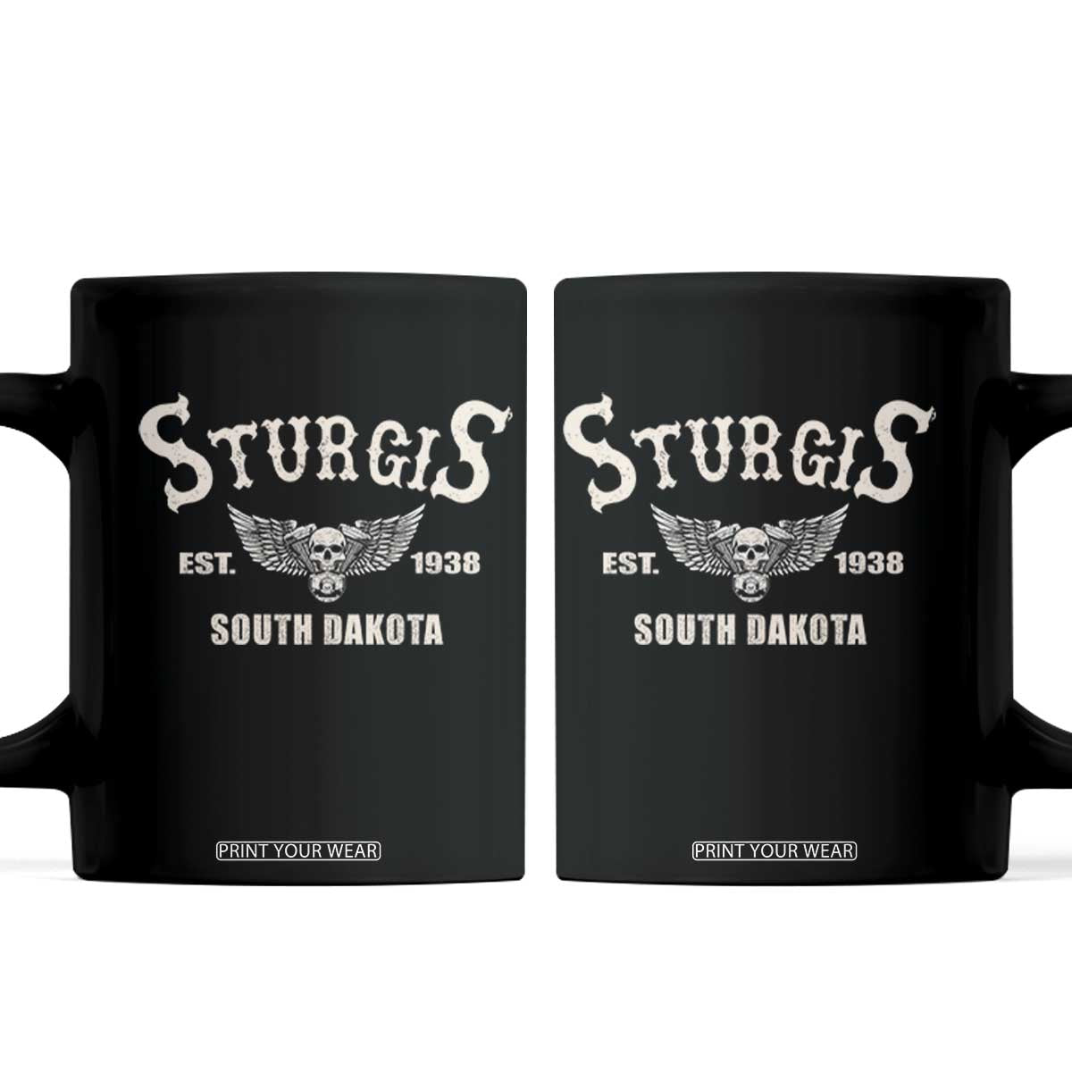 Sturgis South Dakota Est 1938 Motorcycle Biker Skull Coffee Mug TS11 Black Print Your Wear