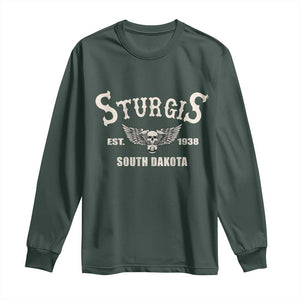 Sturgis South Dakota Est 1938 Motorcycle Biker Skull Long Sleeve Shirt TS11 Dark Forest Green Print Your Wear