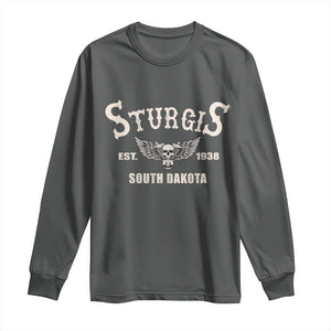Sturgis South Dakota Est 1938 Motorcycle Biker Skull Long Sleeve Shirt TS11 Dark Heather Print Your Wear