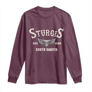 Sturgis South Dakota Est 1938 Motorcycle Biker Skull Long Sleeve Shirt TS11 Maroon Print Your Wear