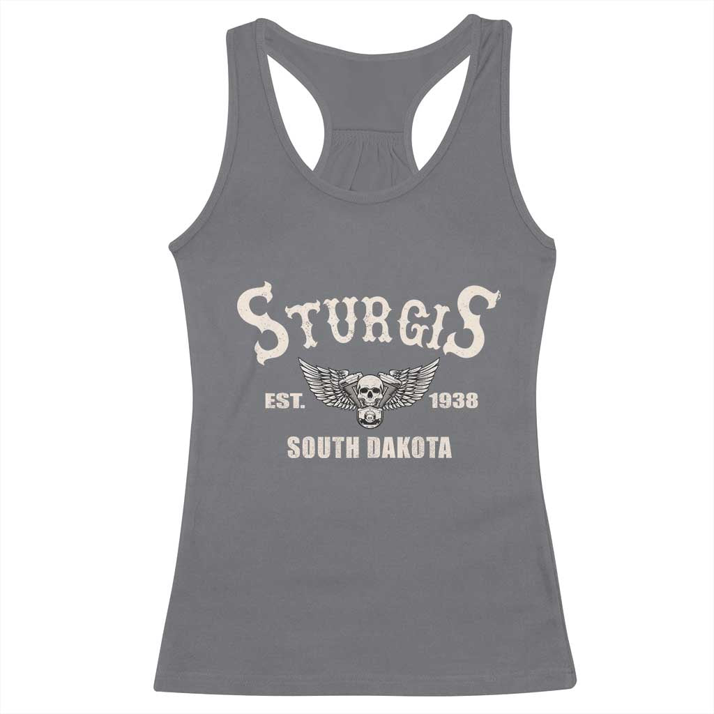 Sturgis South Dakota Est 1938 Motorcycle Biker Skull Racerback Tank Top TS11 Charcoal Print Your Wear