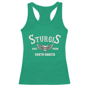 Sturgis South Dakota Est 1938 Motorcycle Biker Skull Racerback Tank Top TS11 Irish Green Print Your Wear