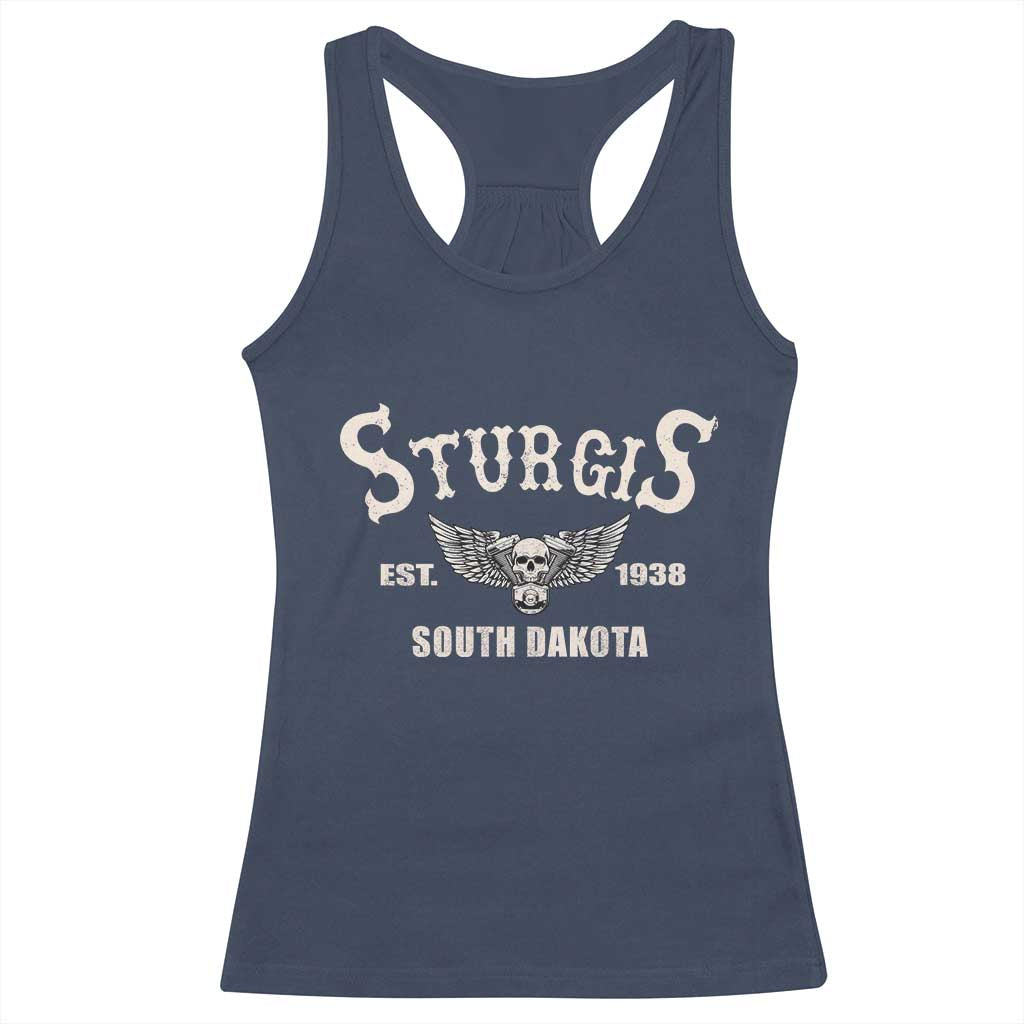 Sturgis South Dakota Est 1938 Motorcycle Biker Skull Racerback Tank Top TS11 Navy Print Your Wear