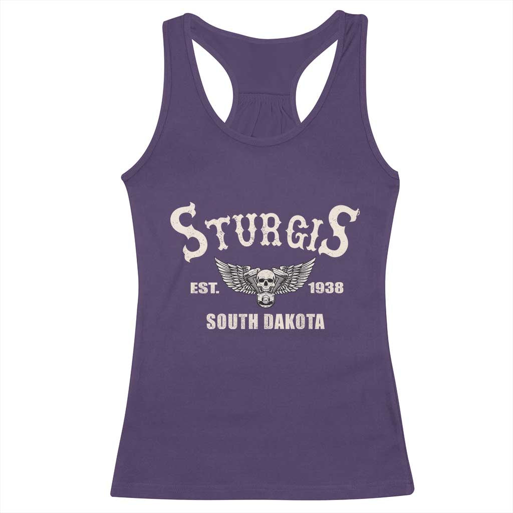 Sturgis South Dakota Est 1938 Motorcycle Biker Skull Racerback Tank Top TS11 Purple Print Your Wear