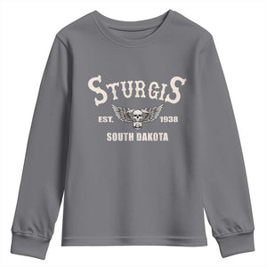 Sturgis South Dakota Est 1938 Motorcycle Biker Skull Youth Sweatshirt TS11 Charcoal Print Your Wear
