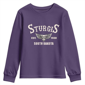 Sturgis South Dakota Est 1938 Motorcycle Biker Skull Youth Sweatshirt TS11 Purple Print Your Wear