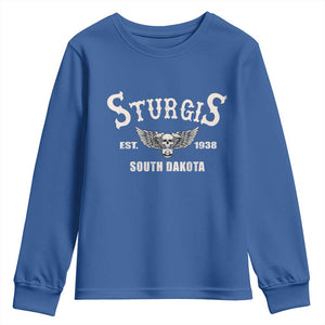 Sturgis South Dakota Est 1938 Motorcycle Biker Skull Youth Sweatshirt TS11 Royal Blue Print Your Wear