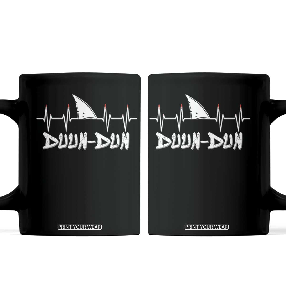 Funny Shark Heartbeat EKG Dunn Ocean Wildlife Coffee Mug TS11 Black Print Your Wear