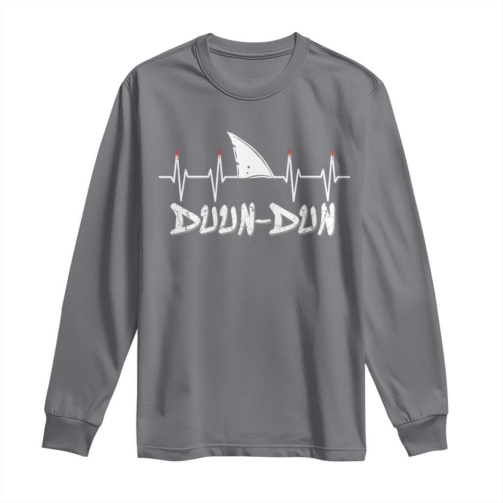 Funny Shark Heartbeat EKG Dunn Ocean Wildlife Long Sleeve Shirt TS11 Charcoal Print Your Wear