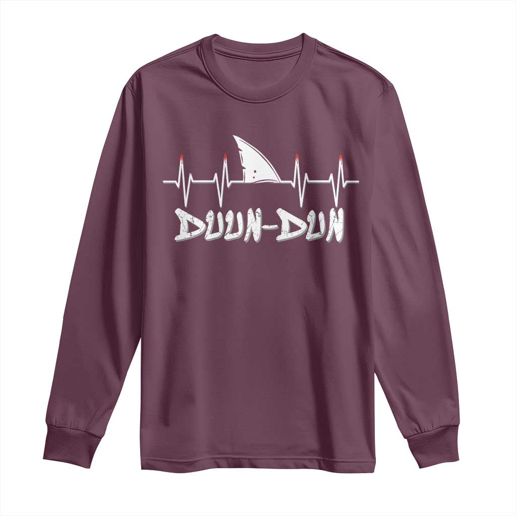 Funny Shark Heartbeat EKG Dunn Ocean Wildlife Long Sleeve Shirt TS11 Maroon Print Your Wear