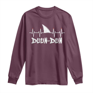 Funny Shark Heartbeat EKG Dunn Ocean Wildlife Long Sleeve Shirt TS11 Maroon Print Your Wear