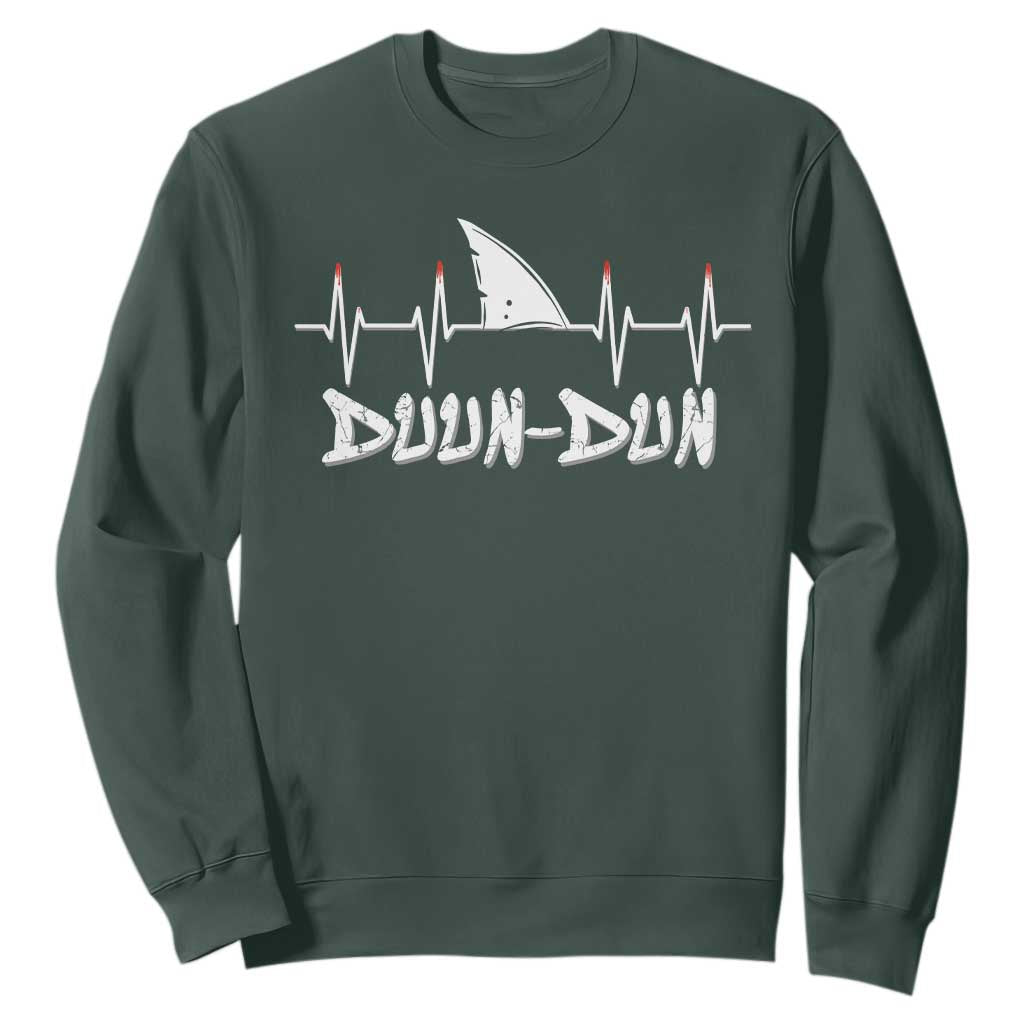 Funny Shark Heartbeat EKG Dunn Ocean Wildlife Sweatshirt TS11 Dark Forest Green Print Your Wear