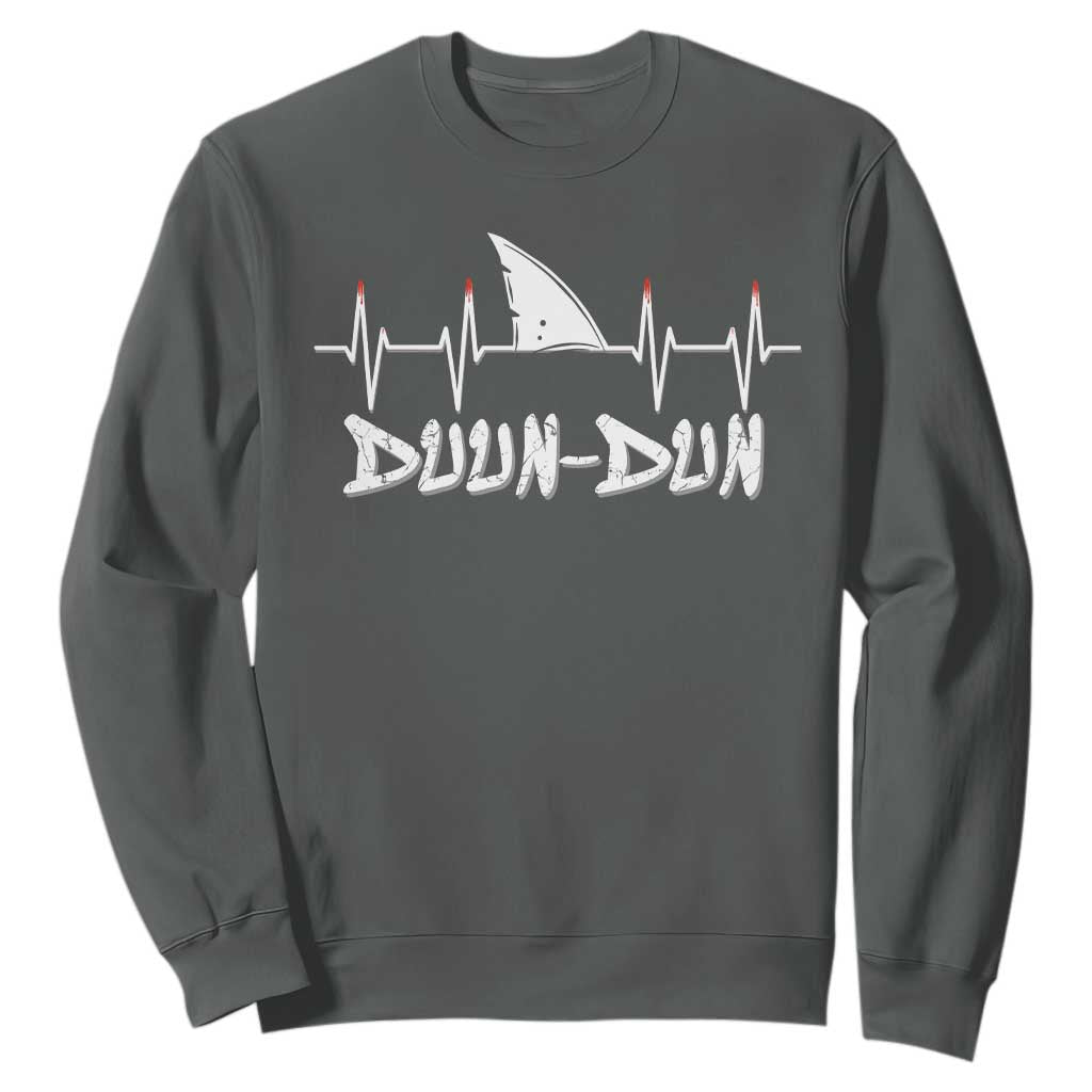 Funny Shark Heartbeat EKG Dunn Ocean Wildlife Sweatshirt TS11 Dark Heather Print Your Wear