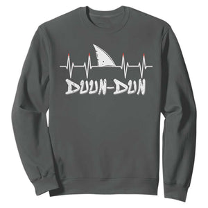 Funny Shark Heartbeat EKG Dunn Ocean Wildlife Sweatshirt TS11 Dark Heather Print Your Wear