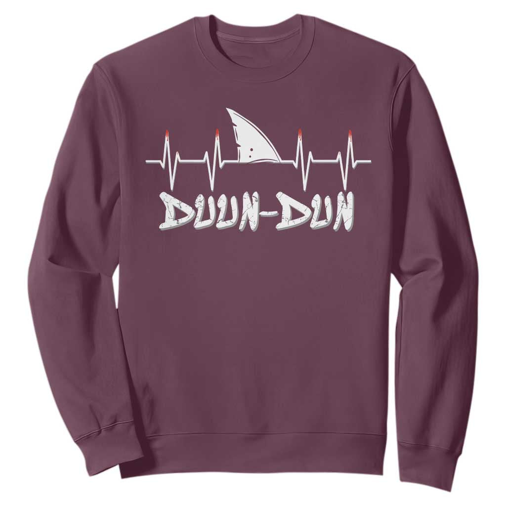 Funny Shark Heartbeat EKG Dunn Ocean Wildlife Sweatshirt TS11 Maroon Print Your Wear