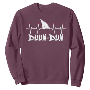 Funny Shark Heartbeat EKG Dunn Ocean Wildlife Sweatshirt TS11 Maroon Print Your Wear