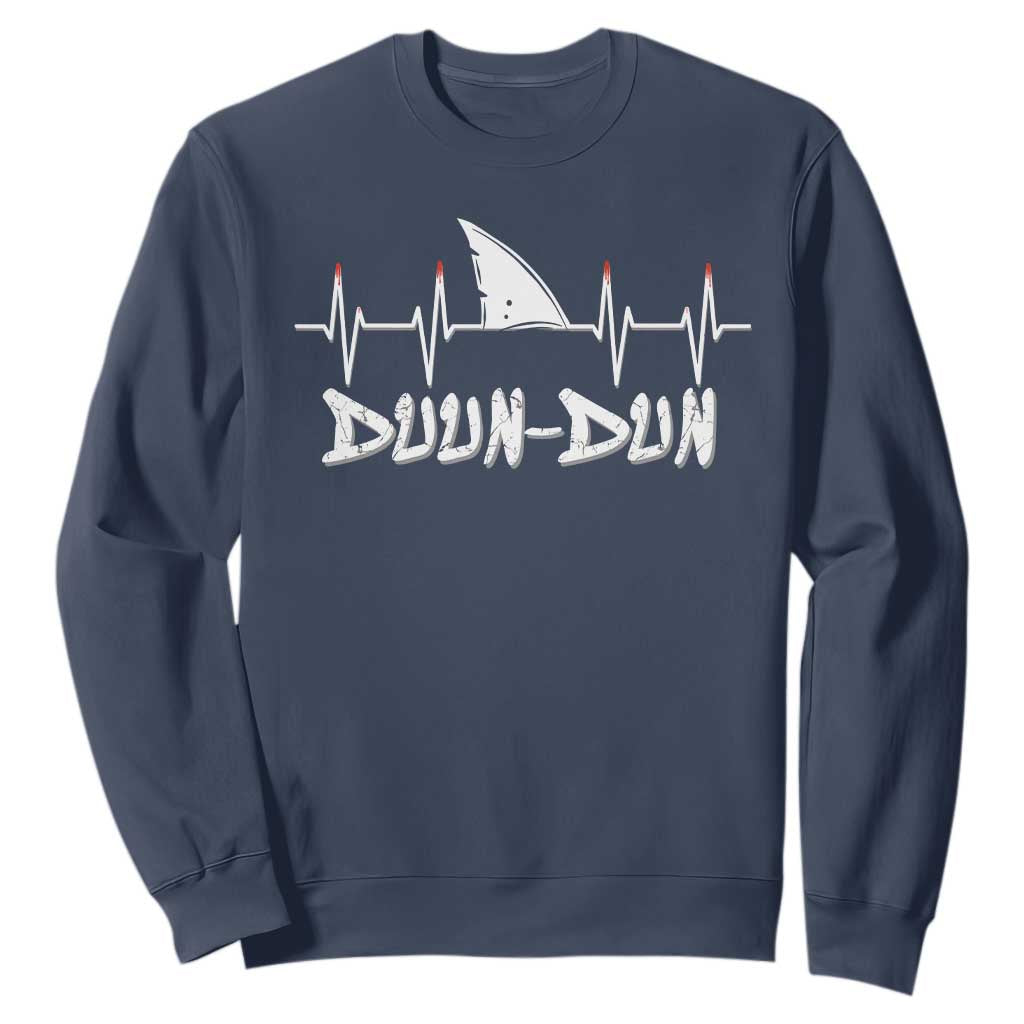 Funny Shark Heartbeat EKG Dunn Ocean Wildlife Sweatshirt TS11 Navy Print Your Wear
