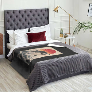 Black Cat Hunting Shark Ukiyo e Ocean Art Throw Blanket Funny Japanese Style Graphic TS11 Print Your Wear