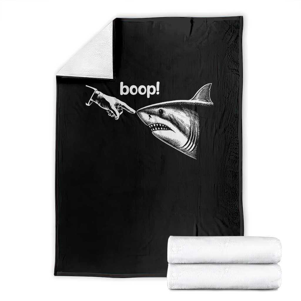 Boop Shark Meme Throw Blanket Funny Nose Touch Shark Lovers Ocean Life TS11 Black Print Your Wear