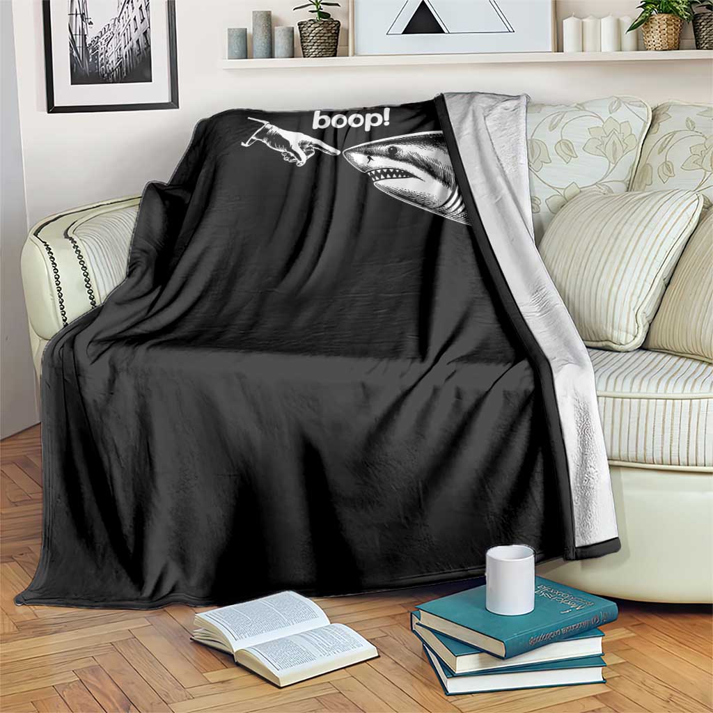 Boop Shark Meme Throw Blanket Funny Nose Touch Shark Lovers Ocean Life TS11 Print Your Wear