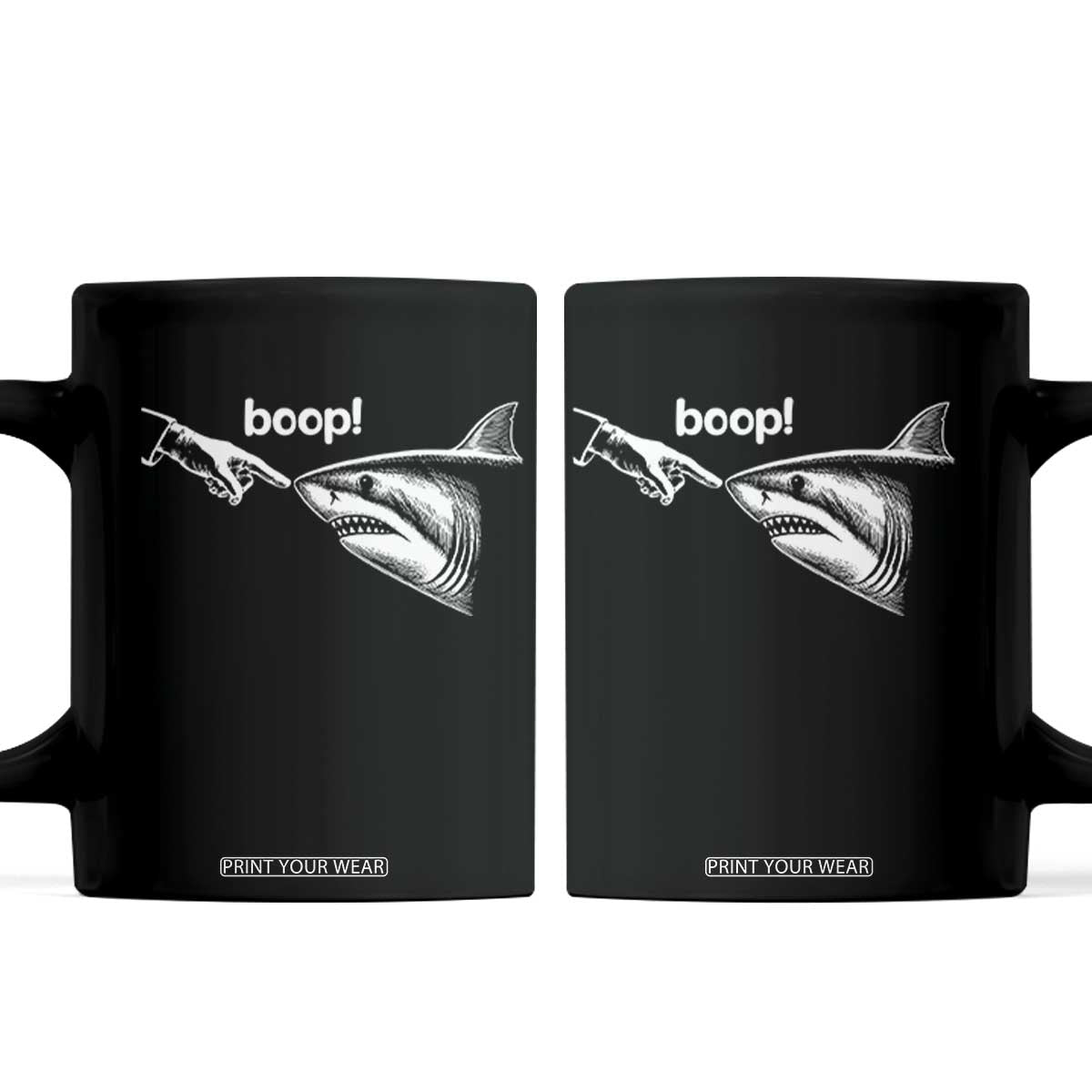 Boop Shark Meme Coffee Mug Funny Nose Touch Shark Lovers Ocean Life TS11 Black Print Your Wear
