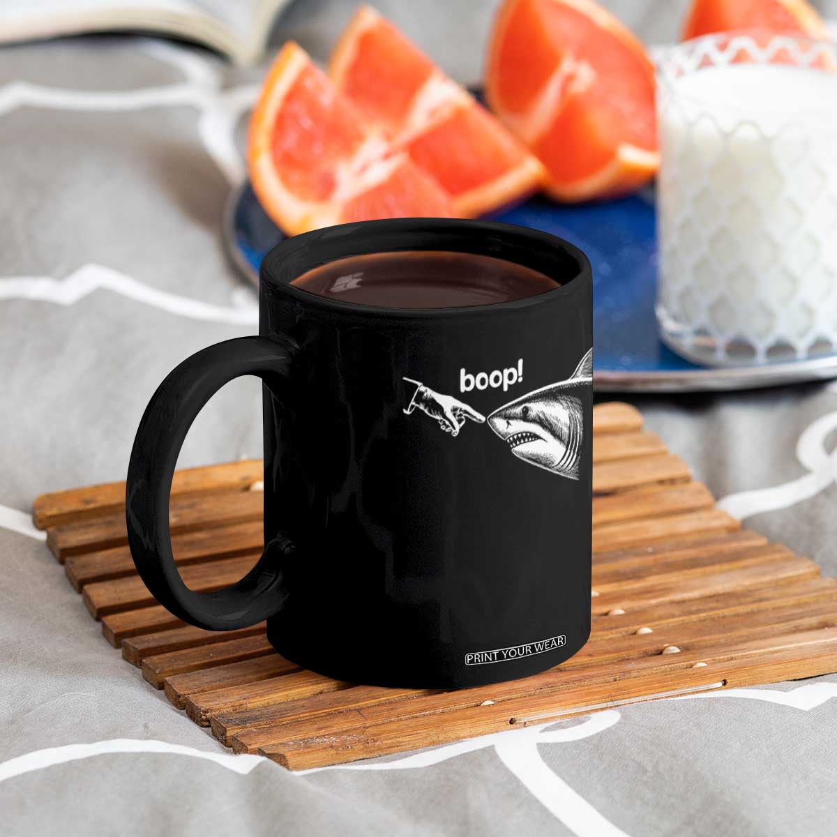 Boop Shark Meme Coffee Mug Funny Nose Touch Shark Lovers Ocean Life TS11 Print Your Wear
