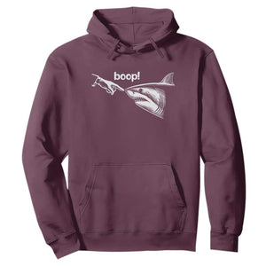 Boop Shark Meme Hoodie Funny Nose Touch Shark Lovers Ocean Life TS11 Maroon Print Your Wear