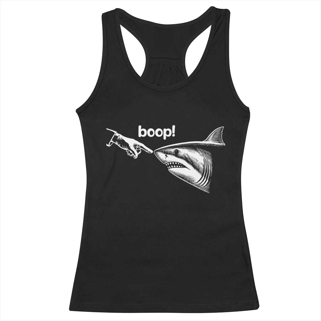 Boop Shark Meme Racerback Tank Top Funny Nose Touch Shark Lovers Ocean Life TS11 Black Print Your Wear